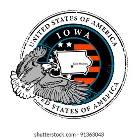 Grunge rubber stamp with name of Iowa, vector illustration