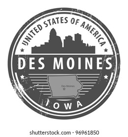 Grunge rubber stamp with name of Iowa, Des Moines, vector illustration