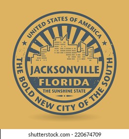 Grunge rubber stamp with name of Jacksonville, Florida, vector illustration