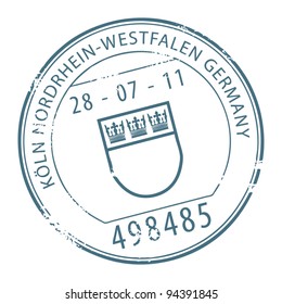 Grunge rubber stamp with the name of Koln, Germany written inside the stamp, vector illustration