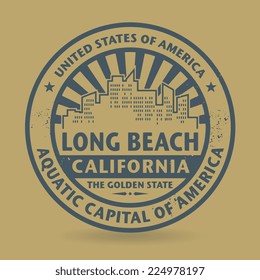Grunge rubber stamp with name of Long Beach, California, vector illustration