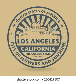 Grunge rubber stamp with name of Los Angeles, California, vector illustration