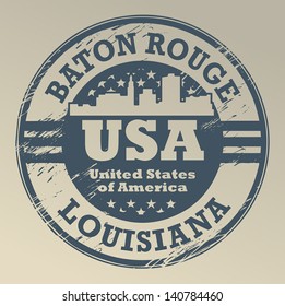 Grunge rubber stamp with name of Louisiana, Baton Rouge, vector illustration