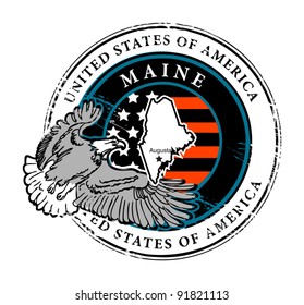 Grunge rubber stamp with name of Maine, vector illustration
