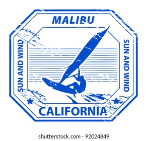 Grunge rubber stamp with name of Malibu, California, vector illustration