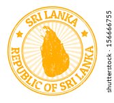 Grunge rubber stamp with the name and map of Sri Lanka, vector illustration