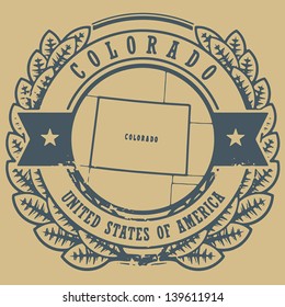 Grunge rubber stamp with name and map of Colorado, USA, vector illustration