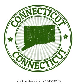 Grunge rubber stamp with the name and map of Connecticut , vector illustration