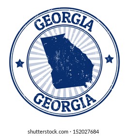 Grunge rubber stamp with the name and map of Georgia, vector illustration