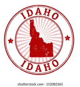 Grunge rubber stamp with the name and map of Idaho, vector illustration