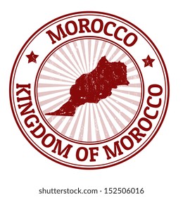 Grunge rubber stamp with the name and map of Morocco, vector illustration