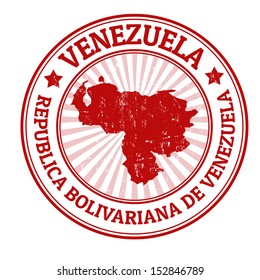 Grunge rubber stamp with the name and map of Venezuela, vector illustration
