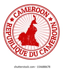 Grunge rubber stamp with the name and map of Cameroon, vector illustration