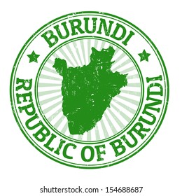 Grunge rubber stamp with the name and map of Burundi, vector illustration