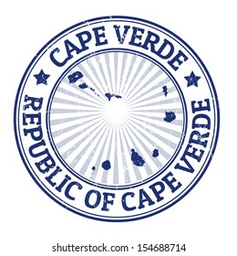 Grunge rubber stamp with the name and map of Cape Verde, vector illustration