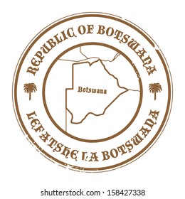 Grunge rubber stamp with the name and map of Botswana, vector illustration