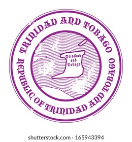 Grunge rubber stamp with the name and map of Trinidad and Tobago, vector illustration