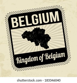Grunge rubber stamp with the name and map of Belgium on vintage background, vector illustration