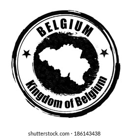 Grunge rubber stamp with the name and map of Belgium, vector illustration