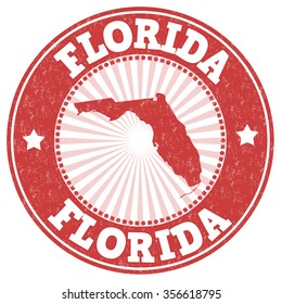 Grunge rubber stamp with the name and map of Florida, vector illustration