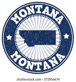 Grunge rubber stamp with the name and map of Montana, vector illustration