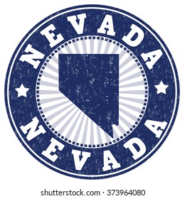 Grunge rubber stamp with the name and map of Nevada, vector illustration