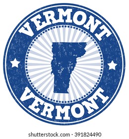 Grunge rubber stamp with the name and map of Vermont , vector illustration