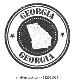 Grunge rubber stamp with the name and map of Georgia, vector illustration