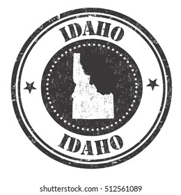 Grunge rubber stamp with the name and map of Idaho, vector illustration