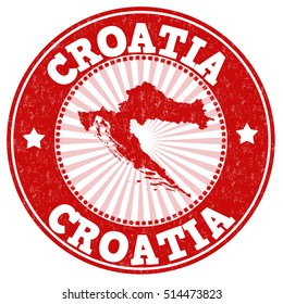 Grunge rubber stamp with the name and map of Croatia, vector illustration