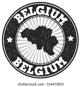 Grunge rubber stamp with the name and map of Belgium, vector illustration