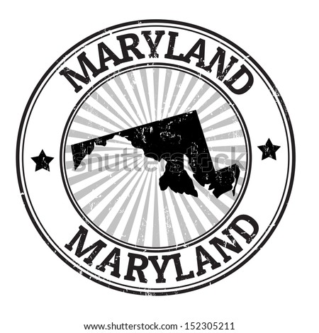 Grunge rubber stamp with the name and map of Maryland, vector illustration