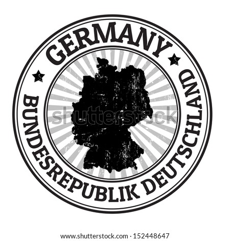 Grunge rubber stamp with the name and map of Germany, vector illustration
