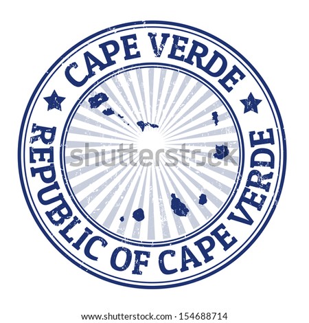 Grunge rubber stamp with the name and map of Cape Verde, vector illustration