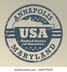 Grunge rubber stamp with name of Maryland, Annapolis, vector illustration