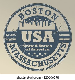 Grunge rubber stamp with name of Massachusetts, Boston, vector illustration