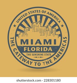 Grunge rubber stamp with name of Miami, Florida, vector illustration