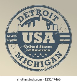 Grunge rubber stamp with name of Michigan, Detroit, vector illustration