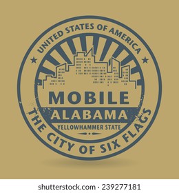 Grunge rubber stamp with name of Mobile, Alabama, vector illustration