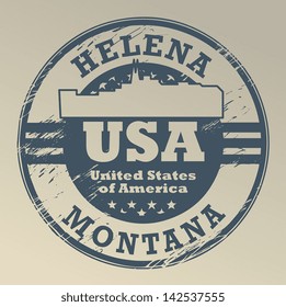 Grunge rubber stamp with name of Montana, Helena, vector illustration