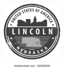 Grunge rubber stamp with name of Nebraska, Lincoln, vector illustration
