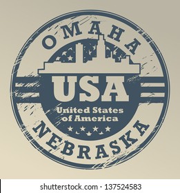 Grunge rubber stamp with name of Nebraska, Omaha, vector illustration