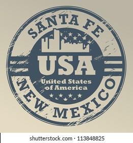 Grunge Rubber Stamp With Name Of New Mexico, Santa Fe, Vector Illustration