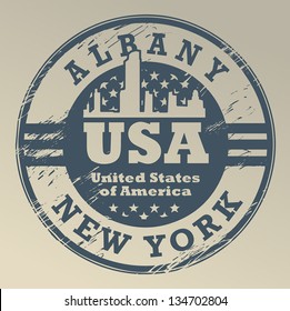 Grunge rubber stamp with name of New York, Albany, vector illustration
