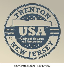 Grunge rubber stamp with name of New Jersey, Trenton, vector illustration