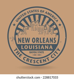 Grunge rubber stamp with name of New Orleans, Louisiana, vector illustration