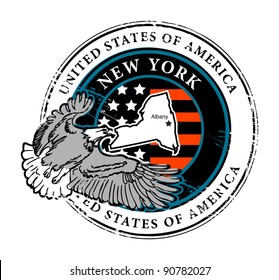 Grunge rubber stamp with name of New York, vector illustration