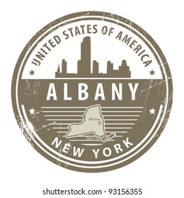 Grunge rubber stamp with name of New York, Albany, vector illustration