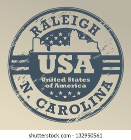 Grunge rubber stamp with name of North Carolina, Raleigh, vector illustration