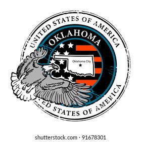 Grunge rubber stamp with name of Oklahoma, vector illustration